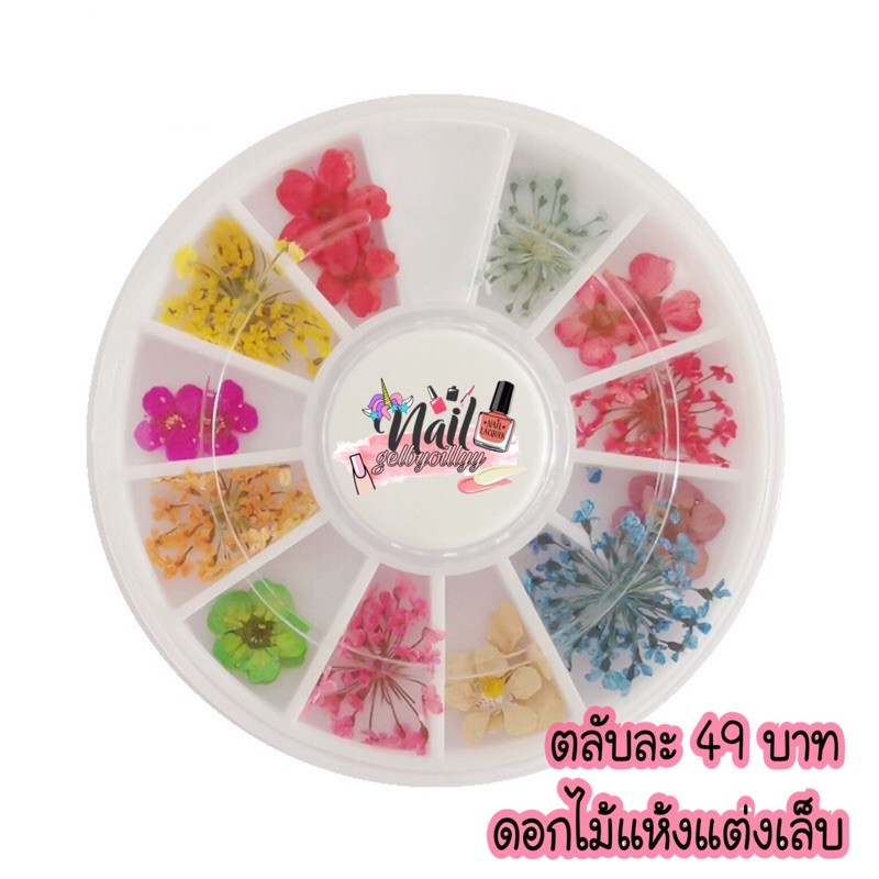 พร้อมส่ง ดอกไม้แห้งแต่งเล็บ สไตล์ญี่ปุ่น แบบดอกรวม
