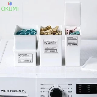 OKUMI_SHOP กล่องพลาสติกอเนกประสงค์ ใส่ผงซักผ้า ตัวหนีบเสื้อผ้า กล่องจัดระเบียบ