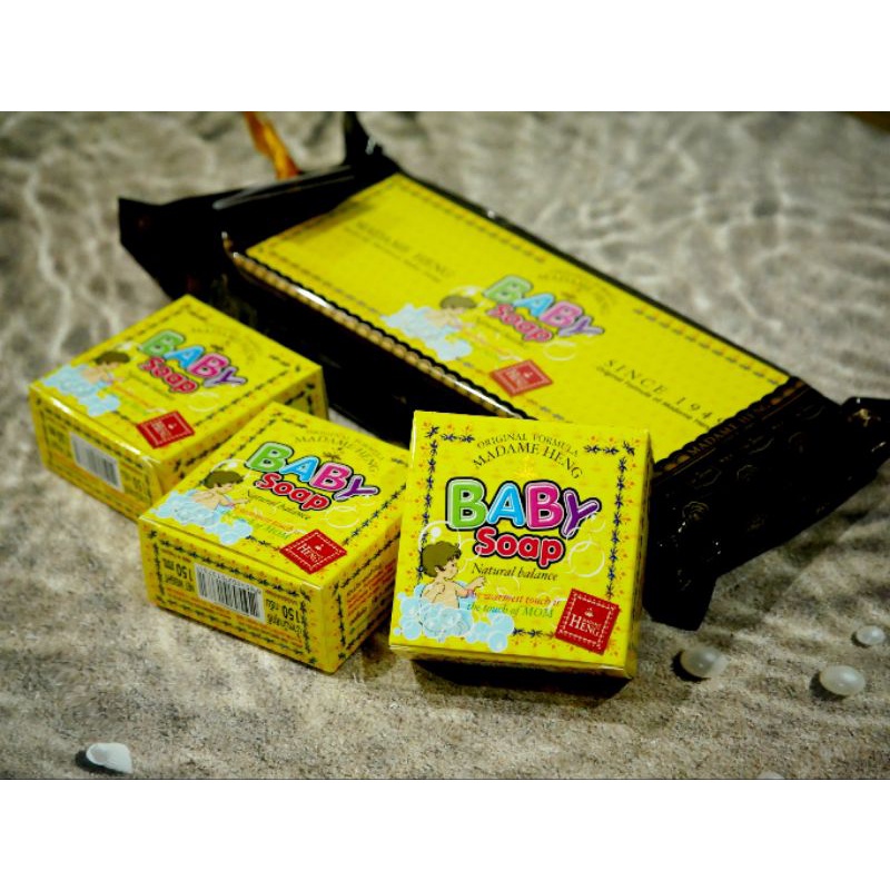 สบู่มาดามเฮง สูตรเบบี้โซฟ สบู่สมุนไพรเด็ก Baby soap 3ก้อนx150กรัม (1แพ็ค)