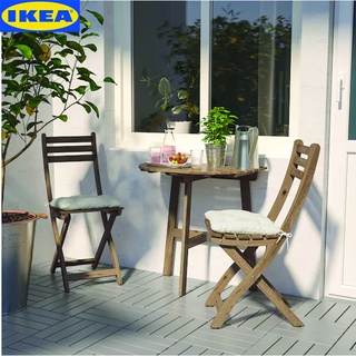 IKEA ASKHOLMEN อัสค์โฮล์มเมน เก้าอี้สนาม, พับได้ ย้อมสีน้ำตาลอ่อน เก้าอี้พับเก็บได้สะดวก เหมาะสำหรับวางที่ระเบียง