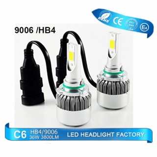 ไฟหน้า Led ขั้ว HB4 Cob 36w C6 แสงสีขาว SUPER BRIGHT 6000 K