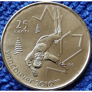 เหรียญ​ต่างประเทศ​ แคนาดา​ Canada, 25 Cents, #​1062,(วาระ​ Winter Olympic 2010​ Vancouver), ไม่​ผ่าน​ใช้​ UNC