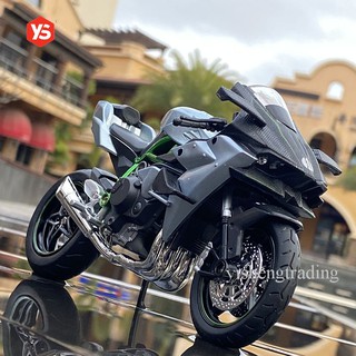 1:12 สเกล Kawasaki Ninja Motorcycle H2 H2R ถงองเล่นเหล็กผสม❤ด้วยแสงและเสียง