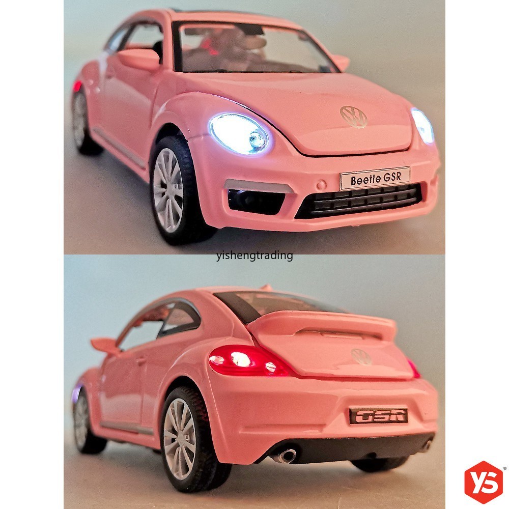 โมเดลรถของเล่น 1:32 VW Beetle Diecast อัลลอย พร้อมไฟ เสียง วิ่ง