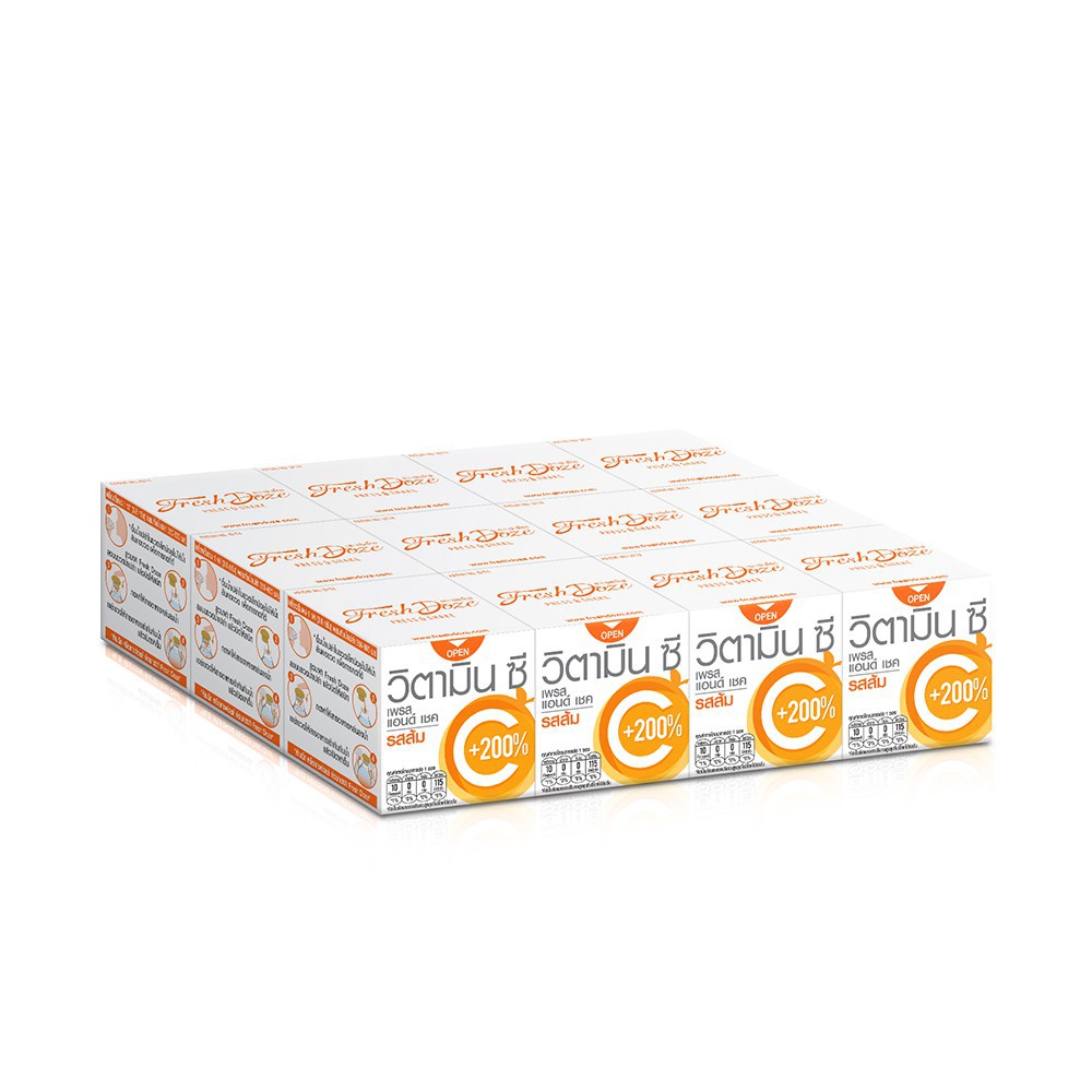 Fresh Doze เฟรชโดส เพรส แอนด์ เชค วิตามินซี รสส้ม 200% 4.5g Pack 12 ชิ้น