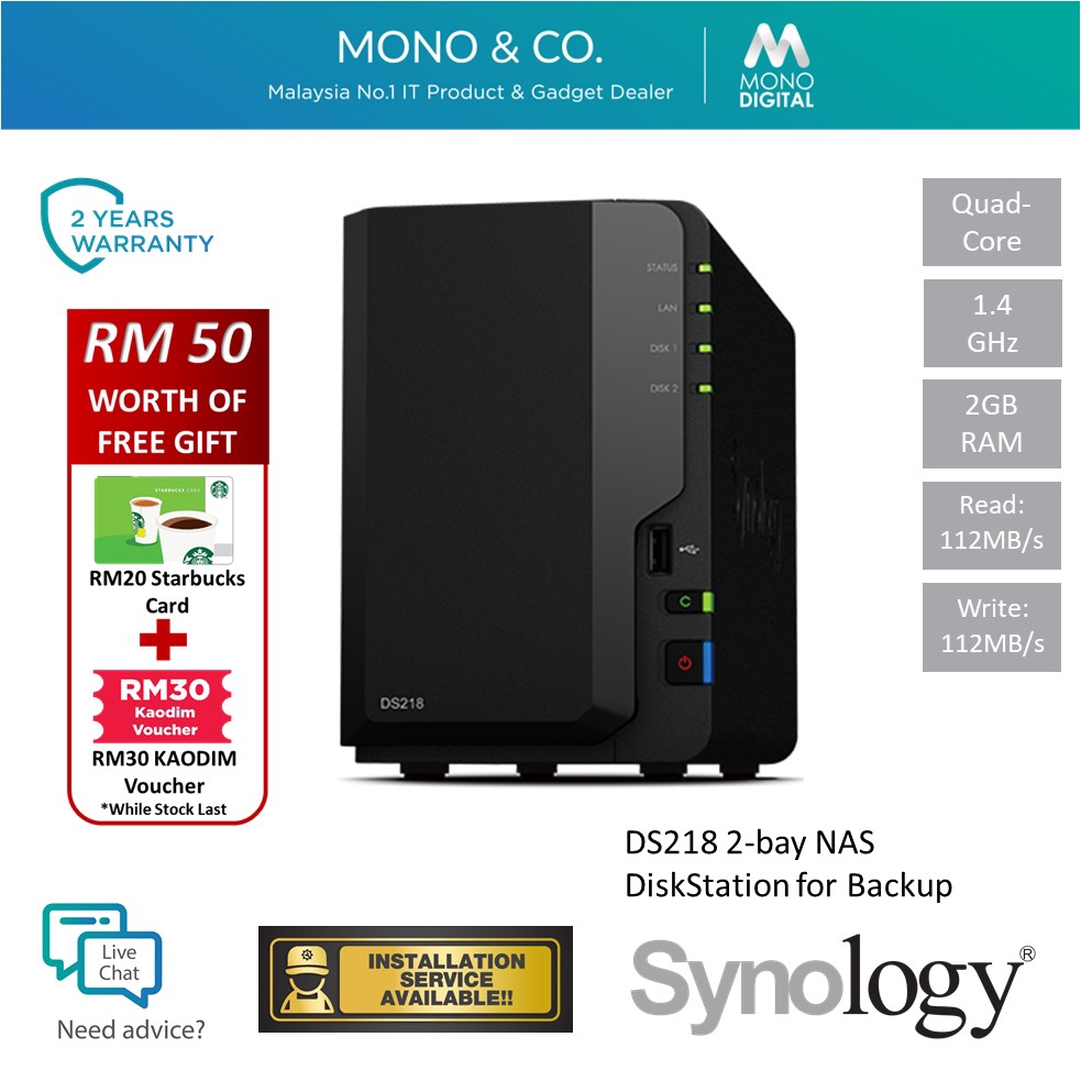 ฮาร์ดดิสก์ Synology DS218 NAS DiskStation 2Bay NAS compatible with Seagate  Ironwolf NAS HDD [FREE RM20 STARBUCKS CARD] | Shopee Thailand