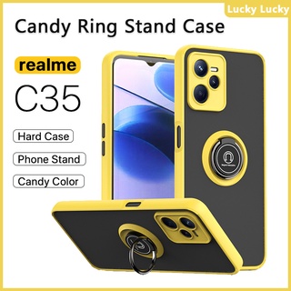 หรูหรา เคส Realme C35 C31 C30 C21 C21Y C20 C11  ที่วางแหวนอะครีลิคแบบแข็ง เคส กันกระแทก รองรับรถ ที่วางแม่เหล็ก ที่วางโทรศัพท์ ขาตั้งนิ้ว ปกป้องกล้อง OPPO Realme