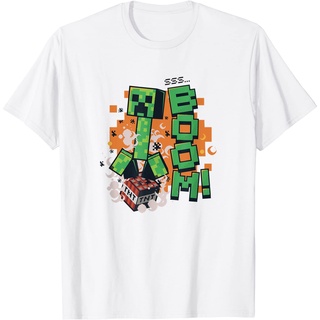 เสื้อยืดผ้าฝ้ายพรีเมี่ยม เสื้อยืด พิมพ์ลาย Minecraft Creeper On TNT SSS  บูม! เสื้อยืด สําหรับผู้หญิง