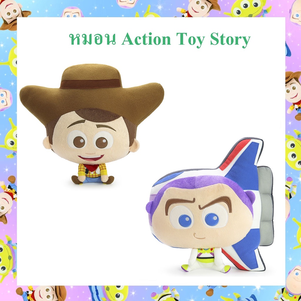 Disney Pixar ลิขสิทธิ์แท้ หมอนอิง Toy Story Woody / Buzz Lightyear : Action Kawaii