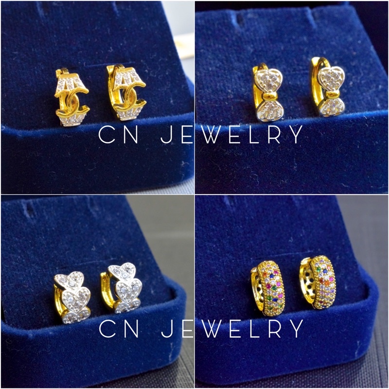 [ ลดเพิ่ม 30% เก็บโค้ดหน้าร้าน] 1คู่ ต่างหูห่วง CZ (วัสดุอย่างดี ไม่ลอกดำ แพ้ง่ายใส่ได้) CN Jewelry