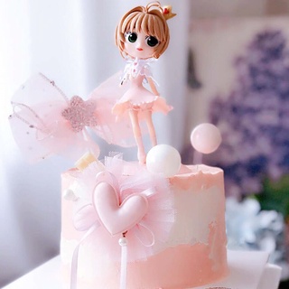 Beautiful Sakura Princess Cake Topper Birthday cake Decoration Little Girl Toy Gift