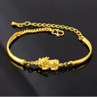 กำไลข้อมือปี่เชียะ ชุบทอง 18 K เสริมโชคลาภ เงินใหลเข้า ไม่ใหลออก