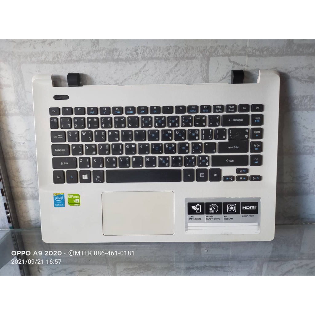 บอดี้บนโน๊ตบุ๊ค Acer E5-411 E5-471 - EAZQ0001020 Mainboard Palm Rest (มีคีย์บอร์ด สินค้ามือสอง สีขาว)
