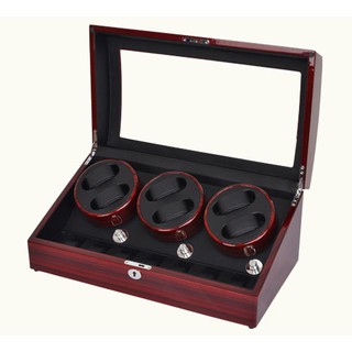 Watch Winder กล่องหมุนนาฬิกา ออโตเมติก แบบอโตเมติก 6 เรือน ควอตซ์ 7 เรือน สีน้ำตาลลายไม้/สีดำ