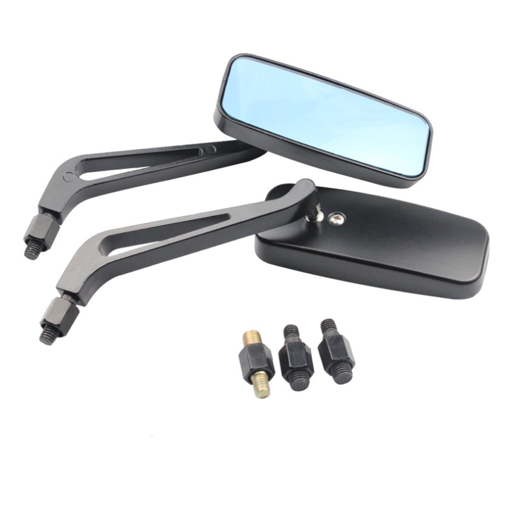 Black 8mm 10mm Motorcycle Rectangle Rearview Side Mirrors For Harley ...