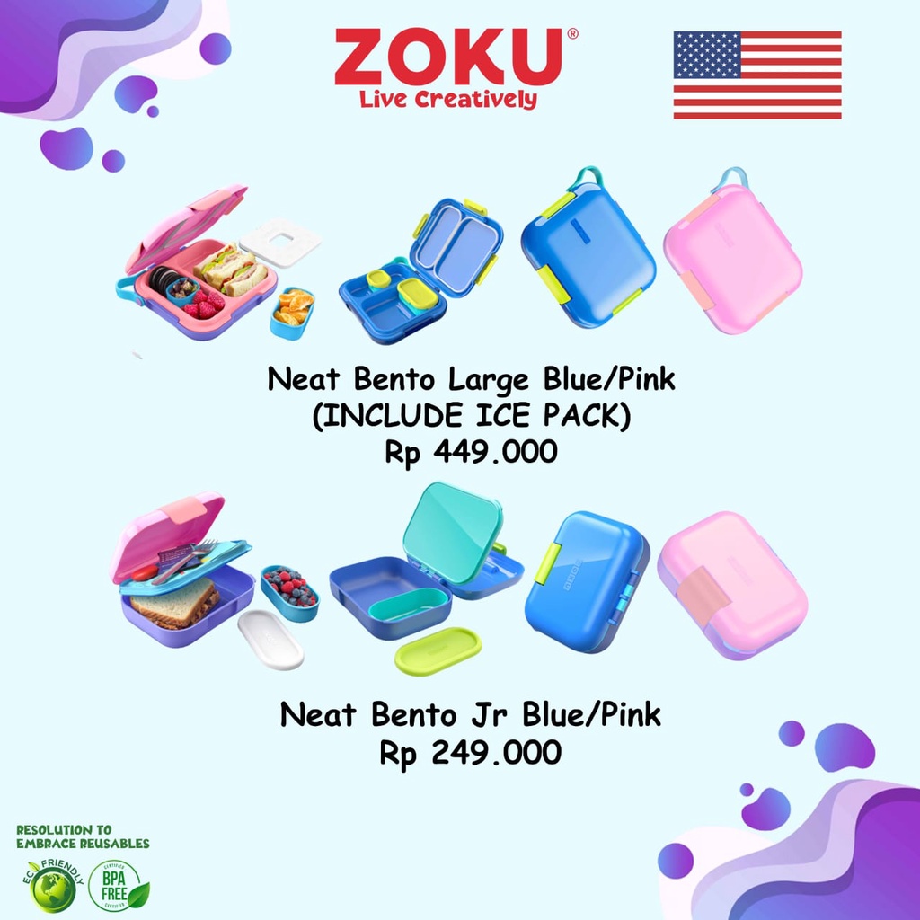 - ZOKU NEAT BENTO JUNIOR JR / LUNCH BOX / SCHOOL CHILDRENS LUNCH BOX / กล่องข้าว zoku / กล่องข้าว bb