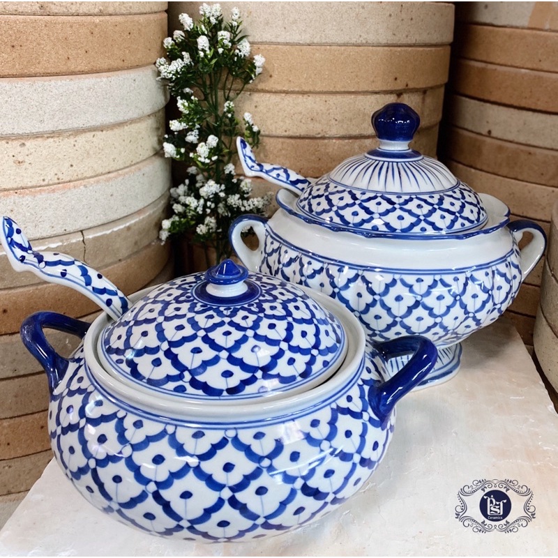 หม้อข้าว เซรามิก มีที่ใส่ทัพพี สำรับไทย