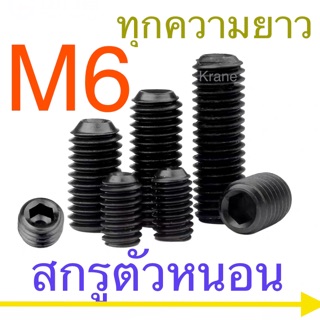 สกรูตัวหนอน ดำ เหล็กแข็ง M6