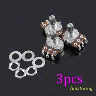 FUN 3pcs A250k Potentiometer Splined Pot Electric Guitar Bass Effect Amp Tone Volume 10mm Shaft Parts