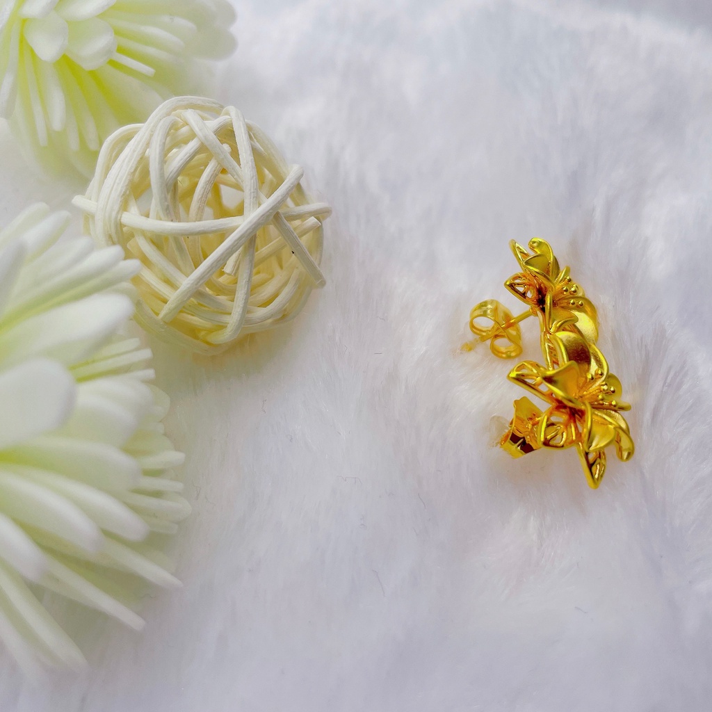 XuPing ต่างหู  สินค้าใหม่ ดอกไม้ งานทองเหลืองชุบ 24K สีทอง  สวย ราคาพิเศษ ราคา ถูกที่สุด ดีลบีเคเค แกลเลอรีภาพที่ 3