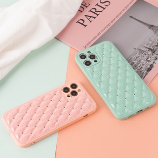 เคสโทรศัพท์มือถือหนังลายเรขาคณิตประดับกลิตเตอร์สําหรับ Iphone 11 12 Pro Max 12 X Xs Max 8 7 Plus Xr 11 Pro