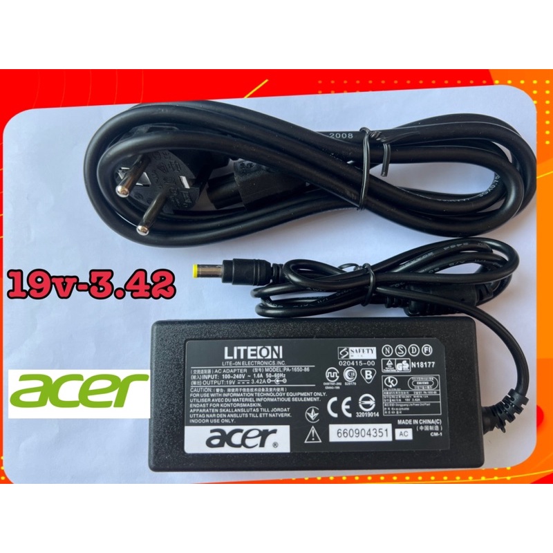 อะแดปเตอร์โน๊ตบุค acer หัว 5.5x1.7 19v-3.42 19v-4.74