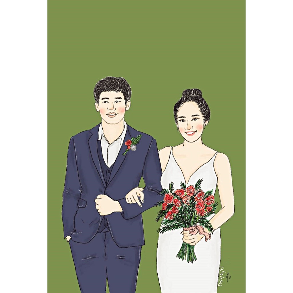 วาดรูปคู่คนรัก เป็นลายเส้น ใส่กรอบ ของขวัญวันสำคัญ ให้แฟน ของขวัญวันพิเศษ  วันครบรอบ รูปวาด งานศิลปะ เซอร์ไพรส์เเฟน | Shopee Thailand