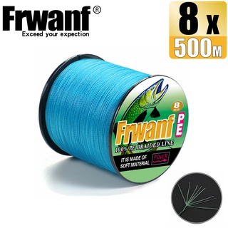 Frwanf สายเอ็นตกปลาถัก PE X8 6-300LB 500 ม. 8 เส้น สีฟ้า