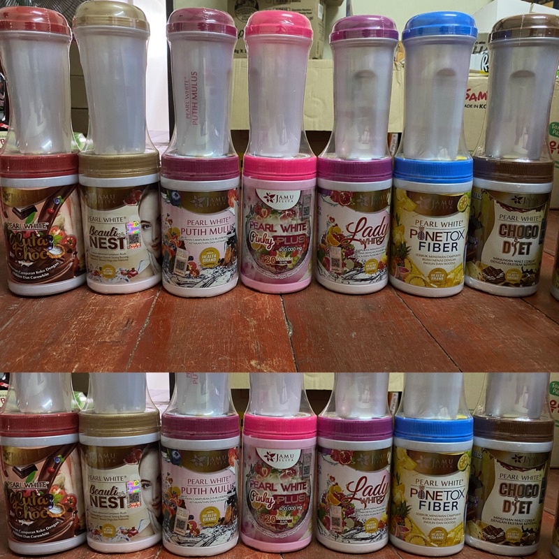 ซื้อ6ป๋อง รับราคาส่ง พร้อมส่ง 8รส ฟรีกระบอกน้ำสินค้าของแท้แมีสแกนQR code Jamu collagen 400กรัม มีฮาลาล แบบชง