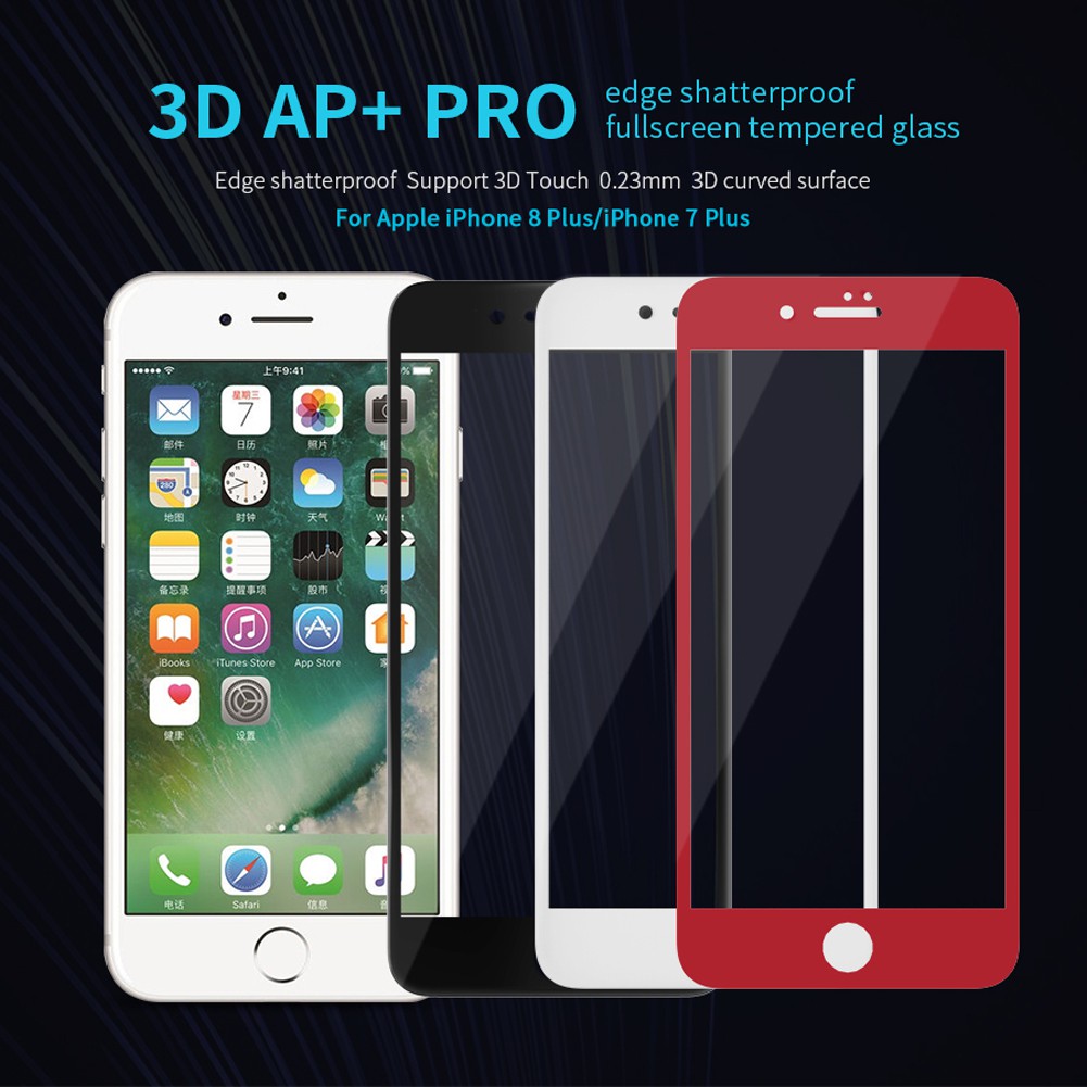 Nillkin ฟิล์มกระจกนิรภัย iPhone 8 Plus, 7 Plus เต็มจอขอบโค้ง 3D AP+Pro Edge Shatterproof Full Screen ของแท้ 💯%