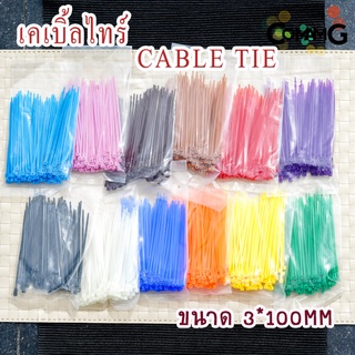 เคเบิ้ลไทด์ หนวดกุ้ง (Cable tie) สายรัดพลาสติก ขนาด3*100mm แพ็ค100เส้น