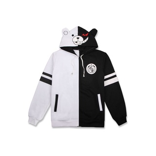 Monokuma เสื้อแจ็กเก็ตคอสเพลย์ แขนยาว มีฮู้ด ลายหมี สีดํา และสีขาว