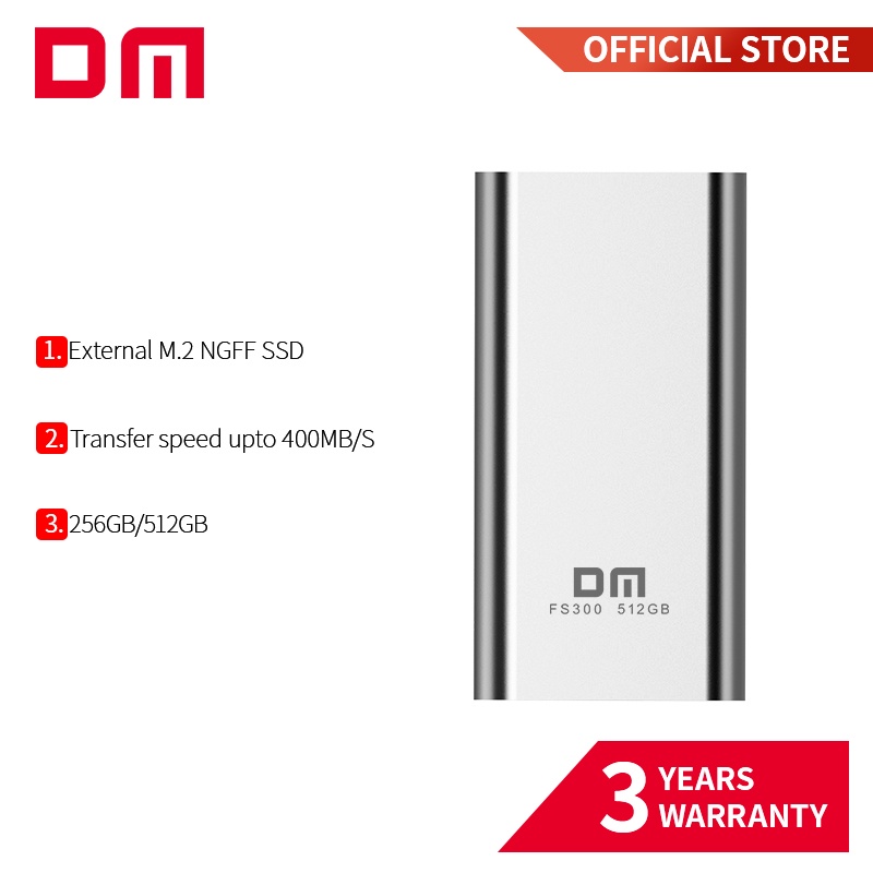 Dm ฮาร์ดไดรฟ์ภายนอก SSD 256GB SSD 512GB แบบพกพา สําหรับแล็ปท็อป พร้อม Type C USB 3.1 FS300