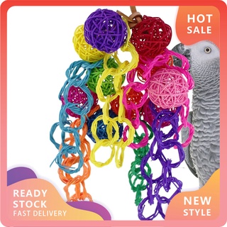 【RX]Colorful Ring Ball Parrot Bird Bite Climbing Play Hanging Toy Pet Cage Decor