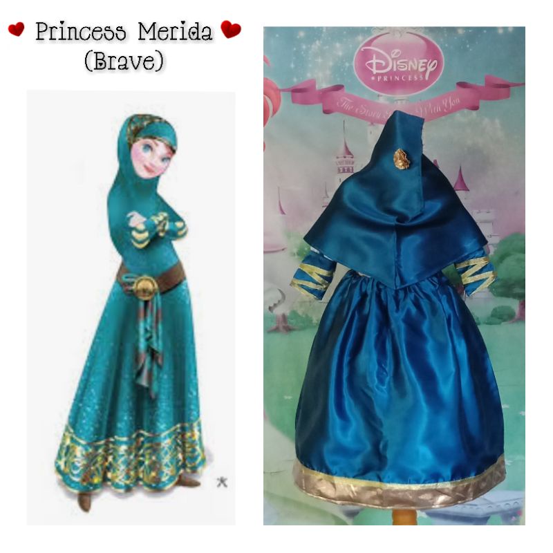 Princess Brave Hijab/ชุดฮิญาบเจ้าหญิง Merida/Disney Hijab คอสเพลย์