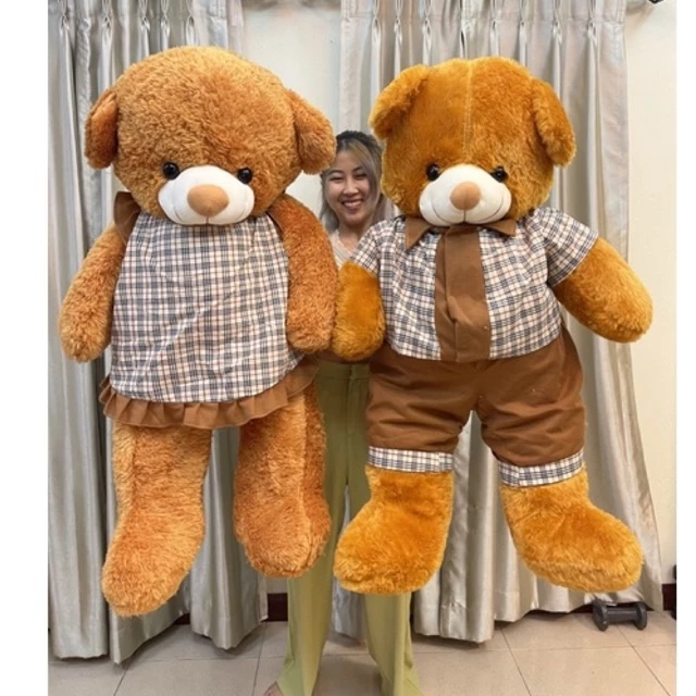 ตุ๊กตาหมีใส่ชุดลายสก็อต ตัวใหญ่ขนาดประมาณ 120 ซม มี 2 แบบ 2 สีให้เลือก ตัวนุ่ม ขนนิ่ม