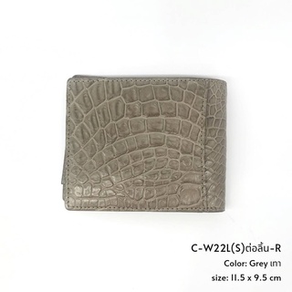 Prang Crocodile Leather  Short Bi-fold US Wallet กระเป๋าสตางค์ผู้ชาย US สองพับแบบสั้น หนังจระเข้ C-W22L(S)ต่อลิ้น-R