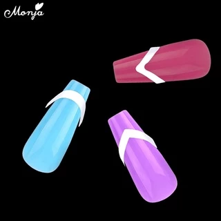 Monja สติกเกอร์ติดตกแต่งเล็บ ลายพระจันทร์เสี้ยว หน้ายิ้ม สีขาว DIY 2 ชิ้น