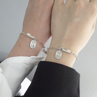 【xijing-cod】1 Pair couple happy word lucky charm bracelet ins niche design personality student couple bracelet