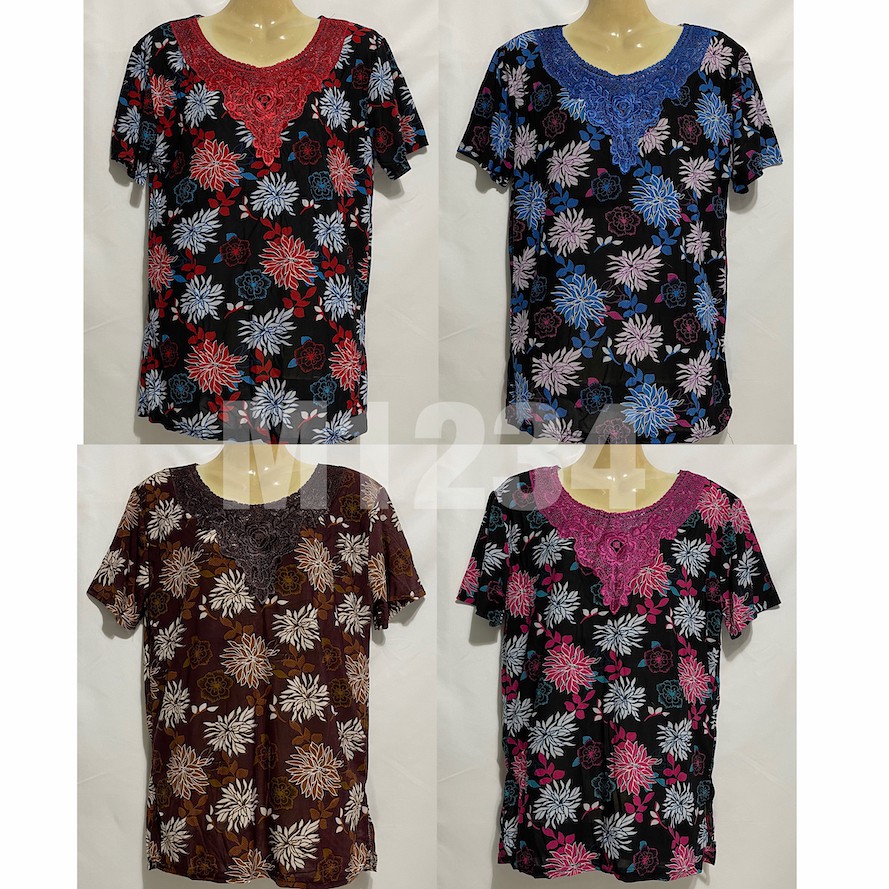 เสื้อยืดคอลูกไม้ หลายลายหลายสี ผ้านิ่ม เสื้อผู้หญิง เสื้อผู้ใหญ่ ใส่สบาย