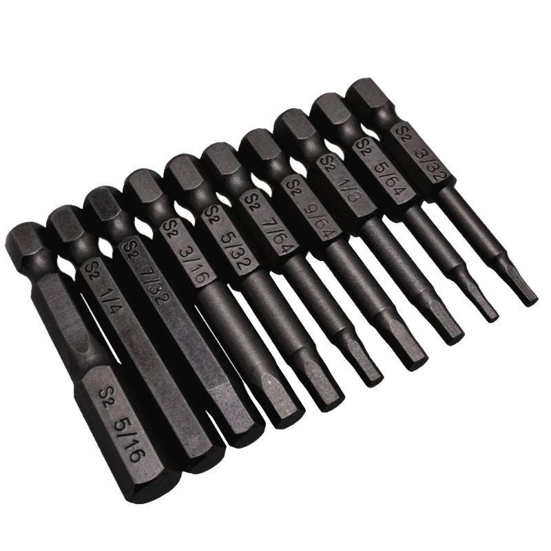 Mon 10PCS ไขควงหกเหลี่ยมแม่เหล็กสีดํา Bits S2 เหล็ก 1 4 นิ้ว Hex Shank สกรู
