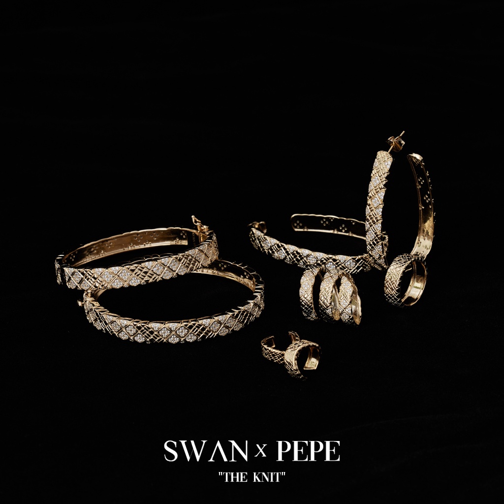SWAN خاتم فضة VRT Knit بنقش منسوج — صورة 4