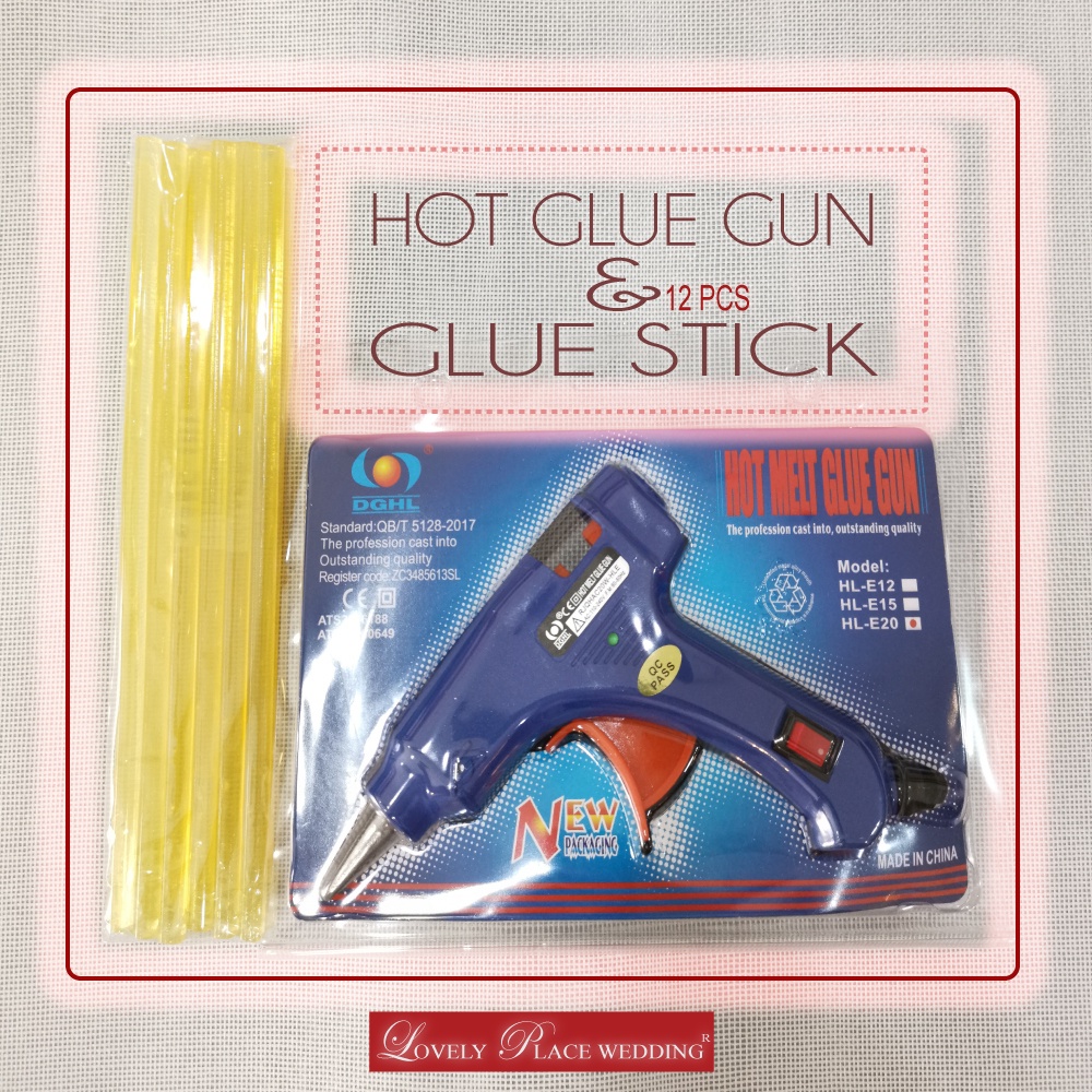 SET - HOT GLUE GUN - DGHL / JOLLY & 7MM GLU STICK 12PCS SMALL- 20CM