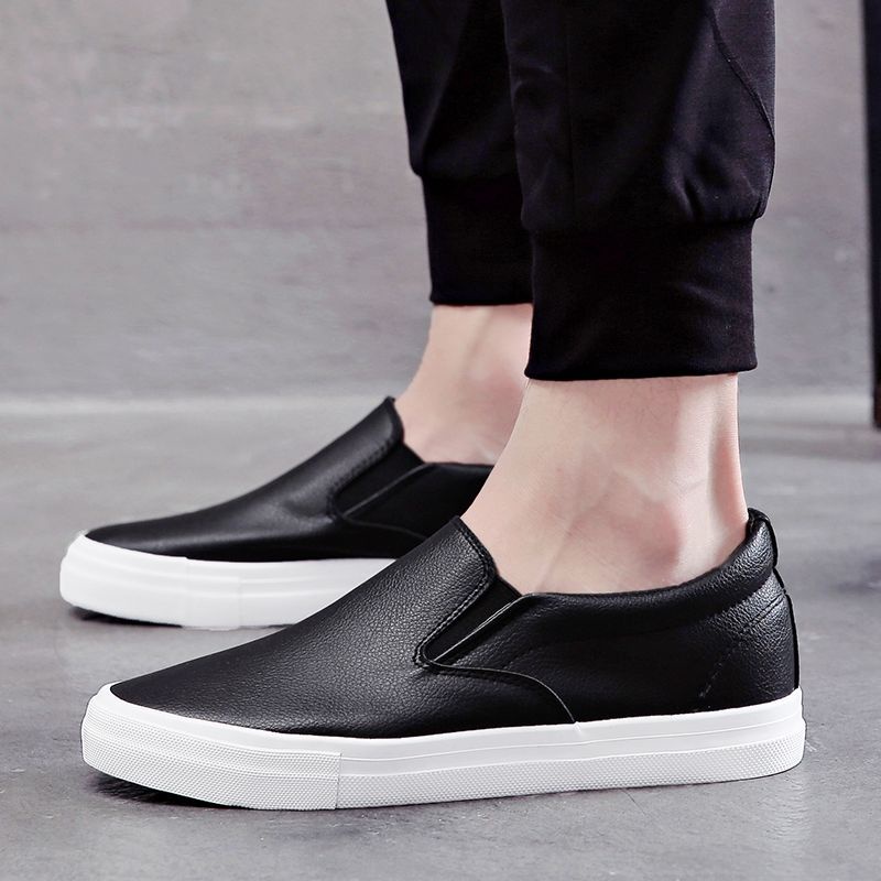 ชายLoafers Low-Heel Loaferรองเท้าผู้ชายเกาหลีรุ่นอินเทรนด์สีขาวรองเท้าผู้ชายรองเท้าหนังสบายๆSlip-Onข