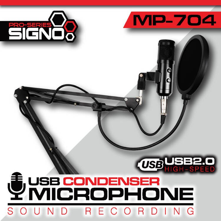 MICROPHONE (ไมโครโฟน) SIGNO MP-704 CONDENSER BLACK (USB)