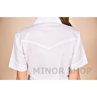 เสื้อนักศึกษาหญิงแบบสามเหลี่ยม ถูกระเบียบ ✨สีขาวธรรมดา,ขาวสว่าง,ขาวโอโม่✨ มีไซสถึงอก56 (มหิดล)