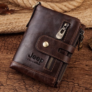 Jeep กระเป๋าสตางค์ หนังแท้ 100% ใบเล็ก ใส่เหรียญได้ ใส่บัตรได้ สําหรับผู้ชาย