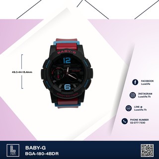 นาฬิกาข้อมือ CASIO รุ่น BGA-180-4BDR นาฬิกาข้อมือผู้หญิง (ดำ,แดง)