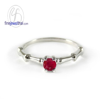 Finejewelthai แหวนทับทิม-แหวนเงิน-แหวนพลอย-ทับทิม-เงินแท้-พลอยประจำเดือนเกิด-Ruby-Silver925-Ring - R1223rb