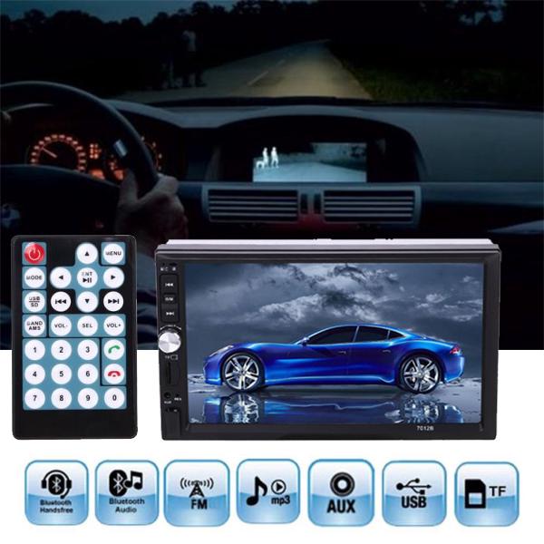 เครื่องเสียงรถ 7 นิ้วรถ MP5 เครื่องเล่นบลูทูธแบบติดกระจก Android-2-Way ควบคุมพวงมาลัยควบคุมด้านหลังดู FM 7012B